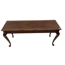Georgian design mahogany console table, moulded rectangular top on shell carved cabriole supports