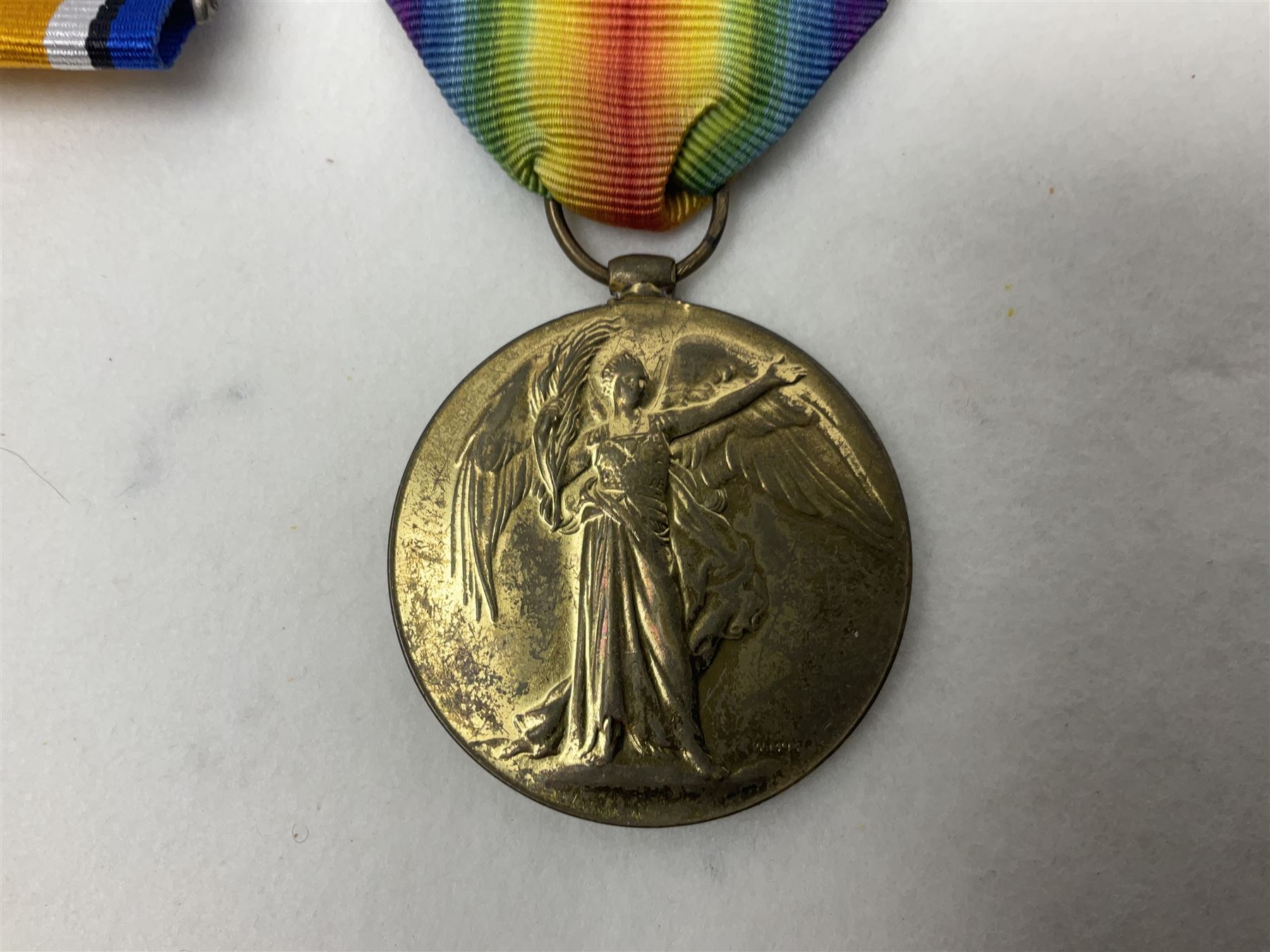 WWI pair of medals comprising British War Medal and Victory Medal awarded to 39357 Pte. T. Jeffinson Northumberland Fusiliers; both with ribbons (2)