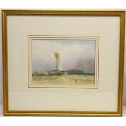  Fishing Boats off the Coast, watercolour 19th century unsigned 17cm x 24cm  