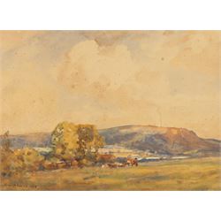 John William Howey (Staithes Group 1873-1938): 'Hambleton Hills - Thirlby', watercolour signed and dated 1923, titled in a later hand verso 26.5cm x 36cm