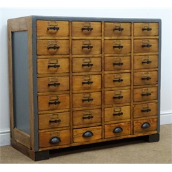  Early 20th century pine thirty two chest, sledge supports, W102cm, H92cm, D45cm  