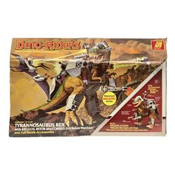 Dino-Riders, 1980s Tyco Action GT Toys, Tyrannosaurus Rex with Krulos, Bitor and Cobrus Evil Rulon Warriors; boxed