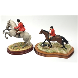 A limited edition Border Fine Arts figure, Spirited, Grey, model no B1085A by Anne Wall, 82/500, on wooden base, figure H25cm, with accompanying certificate, together with a limited edition Border Fine Arts figure, Hunting Scene, by Anne Wall, 400/950, on wooden base, figure L28cm. 