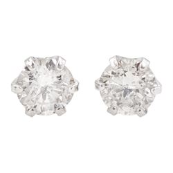 Pair of 18ct white gold round brilliant cut diamond stud earrings, total diamonds weight 0.20 carat
