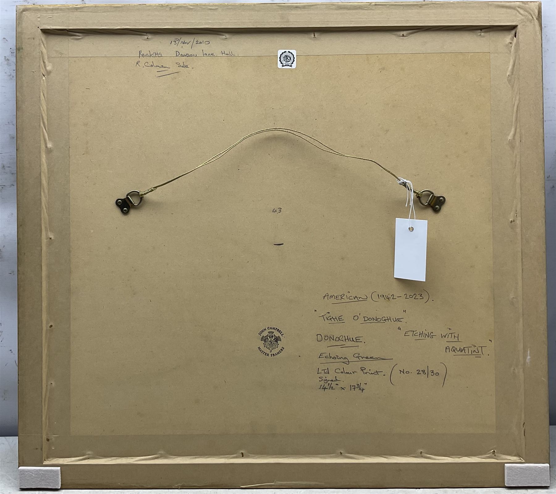 Tighe O'Donoghue (American 1942-2023): 'Echoing Green', etching with aquatint signed titled and numbered 28/30, 37cm x 45cm 