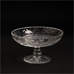 Stuart Crystal Beaconsfield pattern bowl on short pedestal foot  foot, 17cm