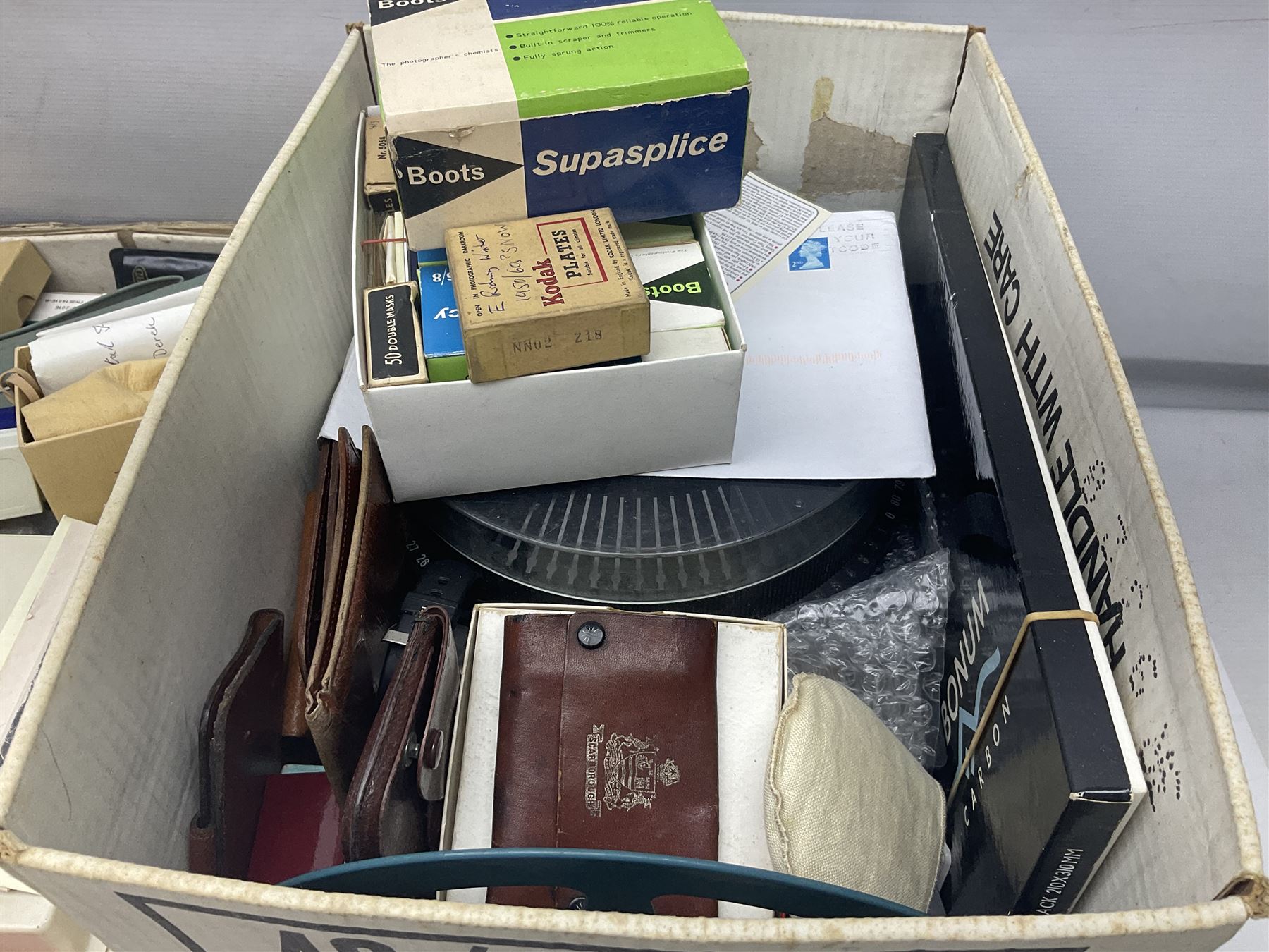 Large collection of projectors and equipment, to include Alphaxia Gnome projector, Kodak Brownie projector, slide containers, projector screen, etc, in six boxes