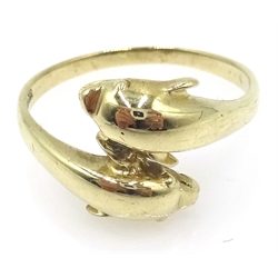  9ct gold dolphin ring, hallmarked  