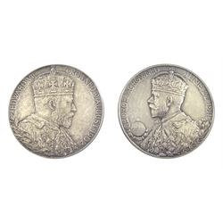 King Edward VII 9th August 1902 and King George V 22nd June 1911 small silver Coronation medals