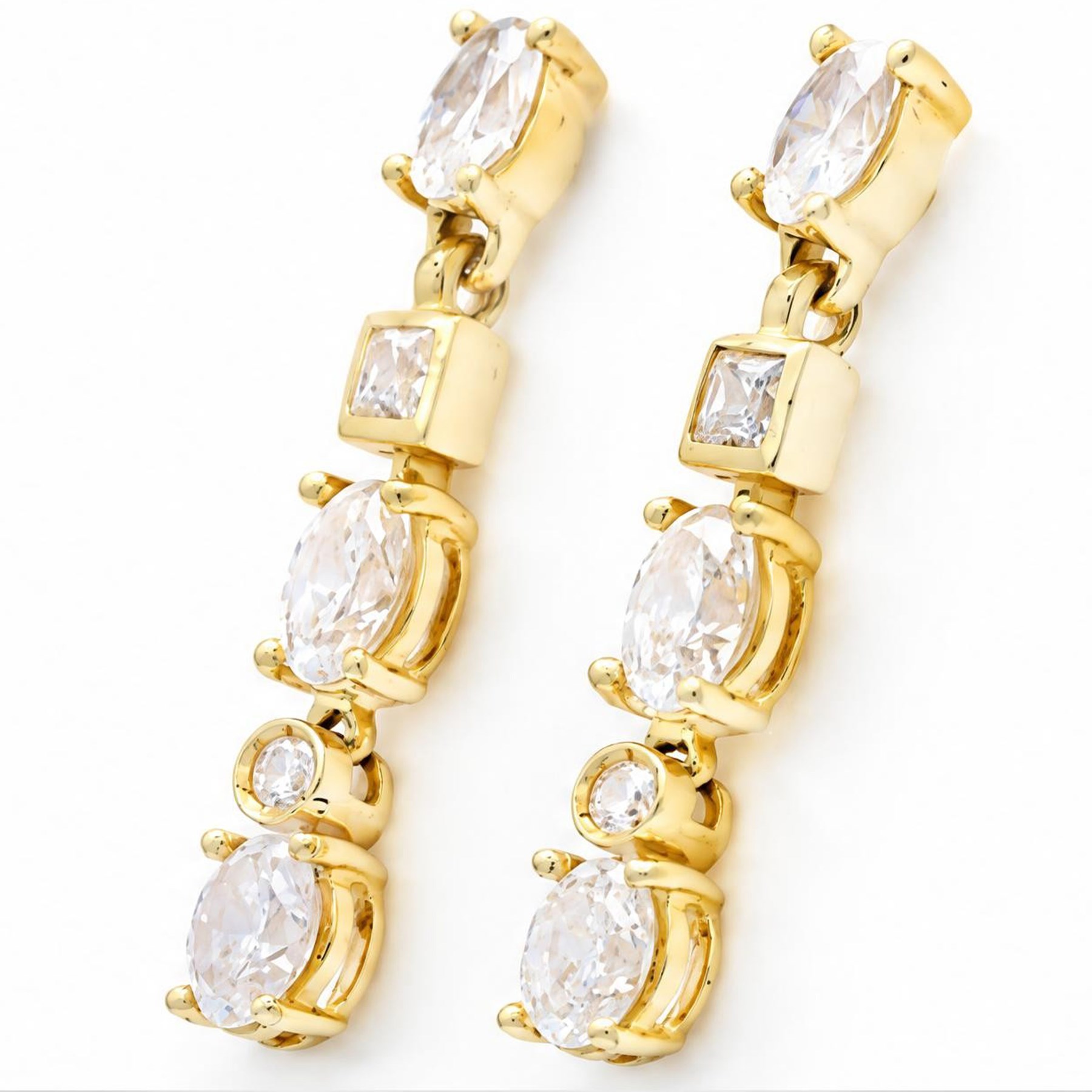 Pair of 18ct gold cubic zirconia pendant stud earrings