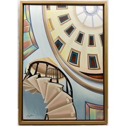 Joy Lomas (British Contemporary): The Rotunda Ceiling - Scarborough, oil on canvas signed, title label verso 100cm x 70cm