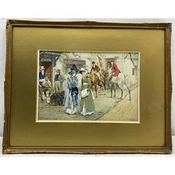 Gilbert Scott Wright (British 1880-1958): Outside the Inn, watercolour signed 20cm x 29cm