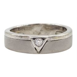 18ct white polished and brushed gold single stone diamond ring, stamped 750