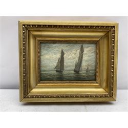 English School (Early 20th century): Yachts in Full Sail, oil on panel unsigned 12cm x 17cm