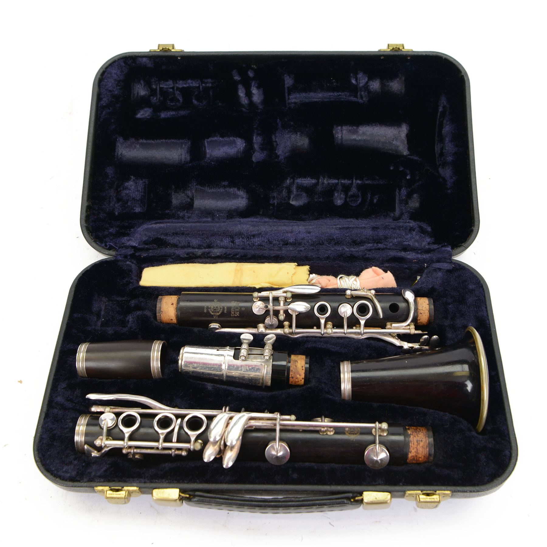Henry Selmer Series 10G clarinet, wooden body with silver plated keys, in fitted hard case with velvet interior and soft carry case

