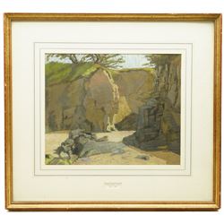 Attrib. William Henry Innes (British 1905-1983): Cliff Face, pastel unsigned, attributed on the mount 25.5cm x 31.5cm 