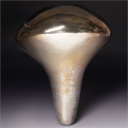 Sarah Denny (Northern British 1982-): silver 'Gathering Vessel' Britannia silver sculpture, Sheffiled 2009 

Artists notes: 'This vessel centres on the most fundamental narrative of a simple gathering of growth. A cone-like form opens wide. Extending outward, tilting upward, reaching out wholly in full circle form to gather all she can from the source above..'