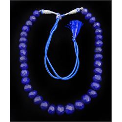Large strand of earth mined faceted sapphire bead necklace, approx 500 carat