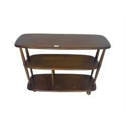 Ercol - elm and beech three tier stand on castors