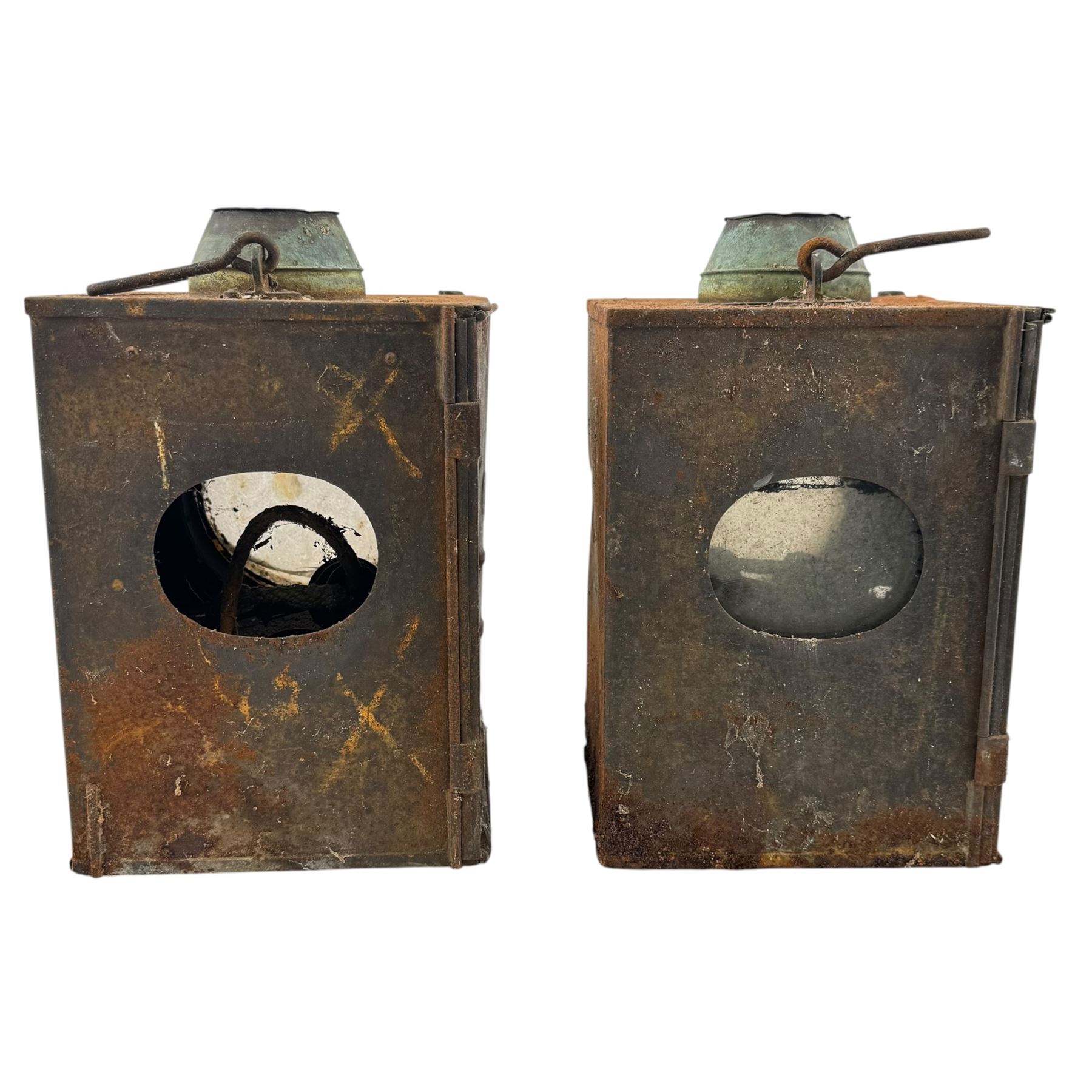 Two railway signal lamps