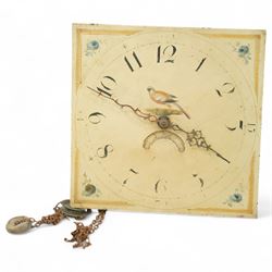 Three empty oak longcase clock cases-for restoration , parts, repair, and two 30hr chain driven movements with 12