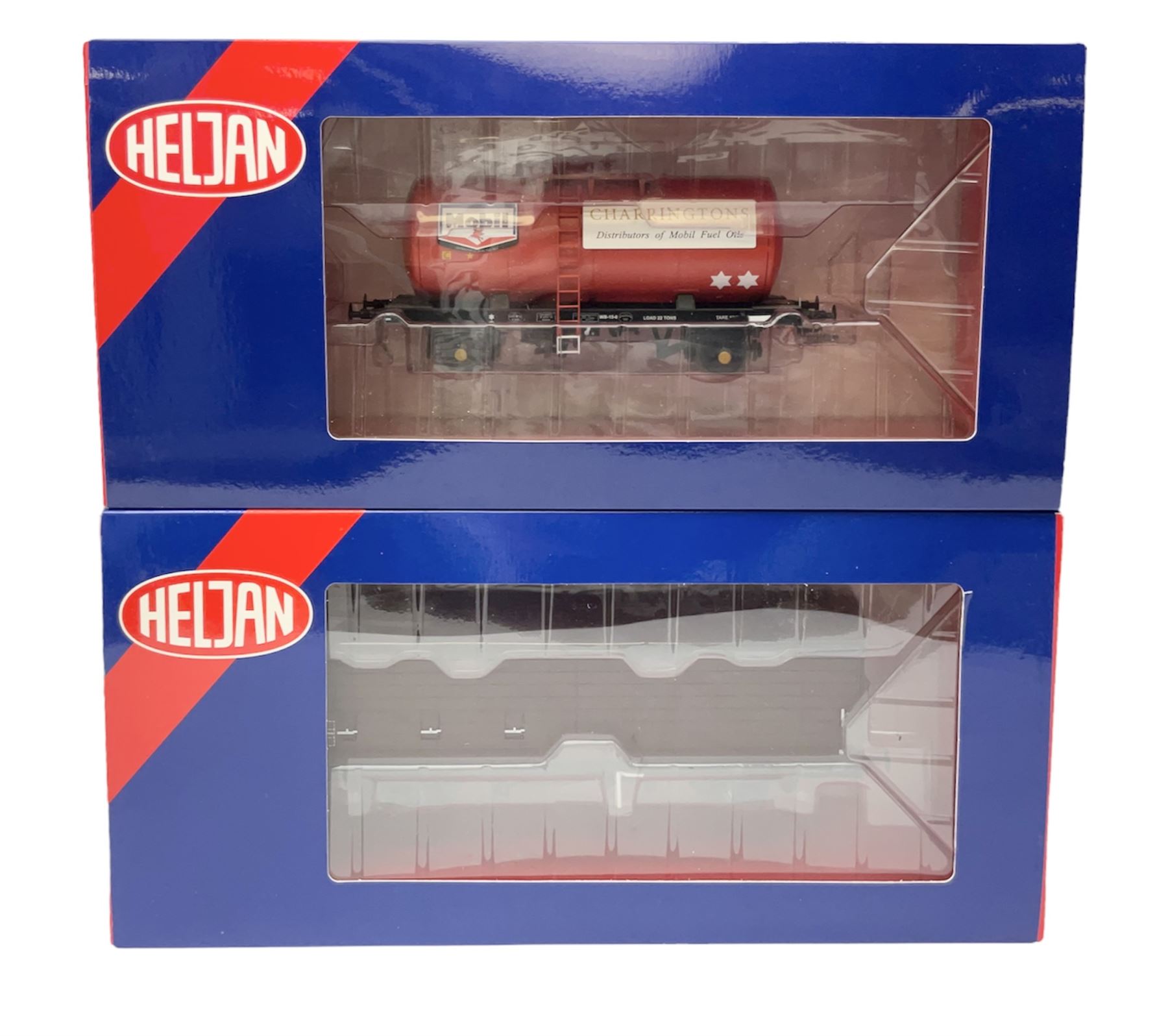 Heljan '0' gauge - Mobil Charringtons red fuel oil Tank no. 1005 and a Railfreight VAA Van in later Bauxite (2)