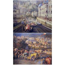 Alfredo De La Maria (Uruguayan 1945-): 'Monaco Grand Prix 1929' and 'Monaco Magic', two limited edition prints 62cm x 73cm and 60cm x 68cm (2)