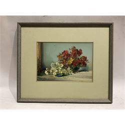 Noel Harry Leaver (British 1889-1951): Still Life of Summer Flowers, pair watercolours signed 17cm x 25cm (2)