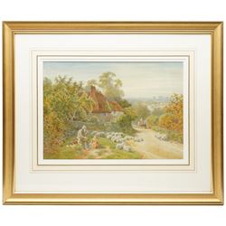 Charles James Adams (British 1859-1931): A Rest by the Way, watercolour signed 34cm x 49cm