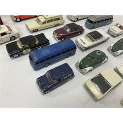 Corgi/Dinky - twenty-four unboxed and playworn die-cast models, predominantly emergency vehicles and buses; including Autocar Isobloc, Superior Criterion Ambulance, Ford Transit Police Vans, Chevrolet Impalas, Minissima, Ausin Mini Police van etc (24)