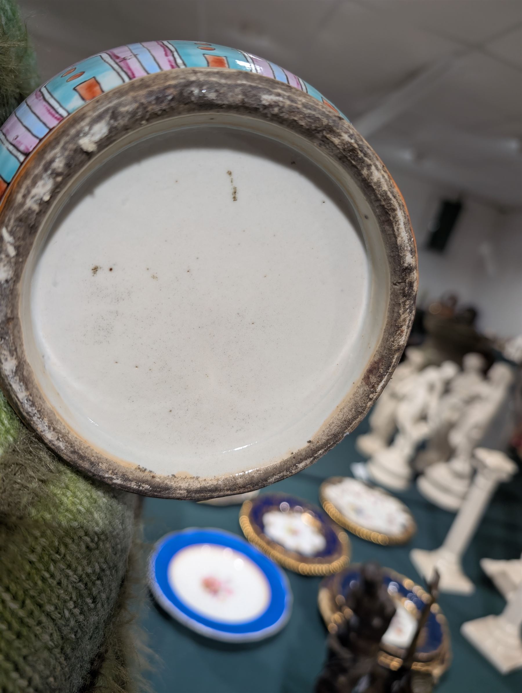 Pair of Chinese Canton famille rose vases, with panels of court terrace scenes surrounded by foliate borders, H35cm 