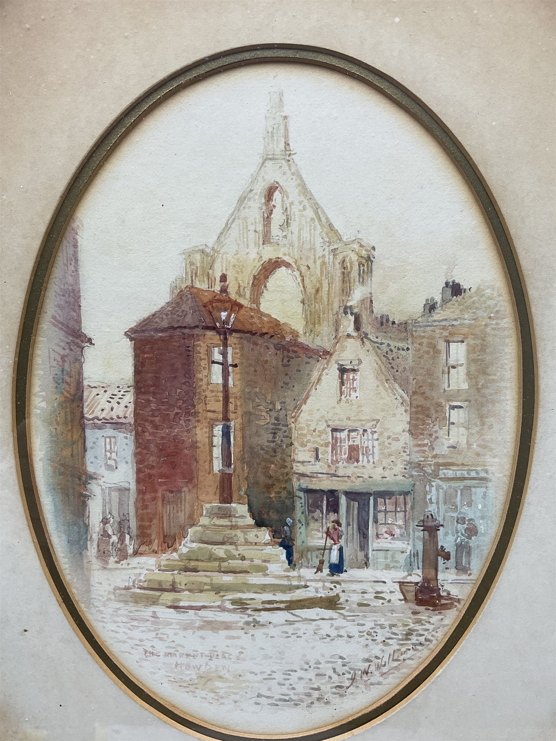 John Wynne Williams (British fl.1900-1920): 'Micklegate - York' and 'The Market Place - Howden', pair oval watercolours signed 23cm x 16cm (2)