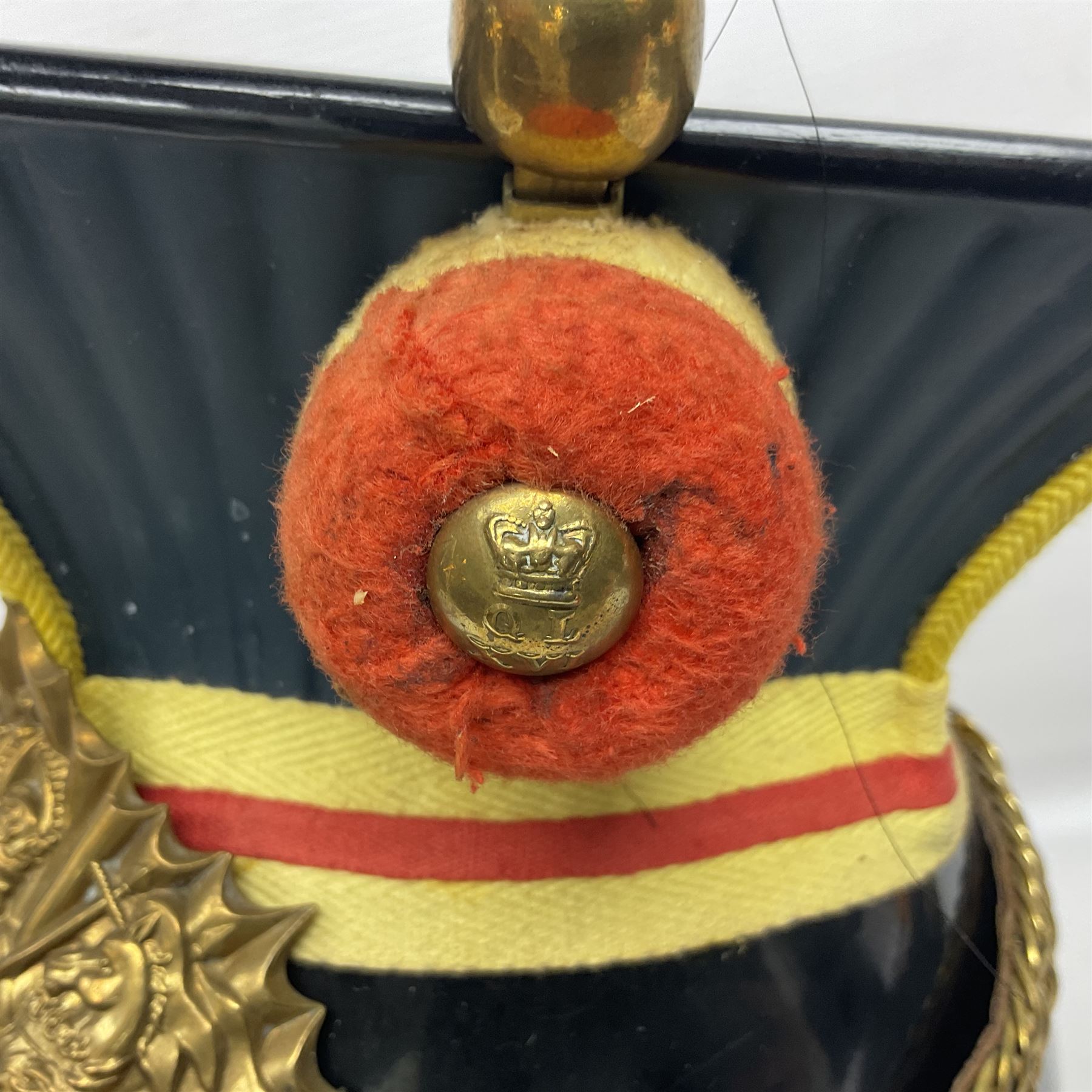 Lancers cap with original 19th century fittings for the 16th Lancers on a modern fibre glass shell with liner