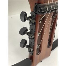 Aria Sinsonido mahogany electric travel guitar, serial no.0502385 L86cm; in original gig bag with earphones and GM11 Minituner; together with Fender Sidekick Reverb 25 amplifier and Marshall MG Series 15DFX amplifier (3)