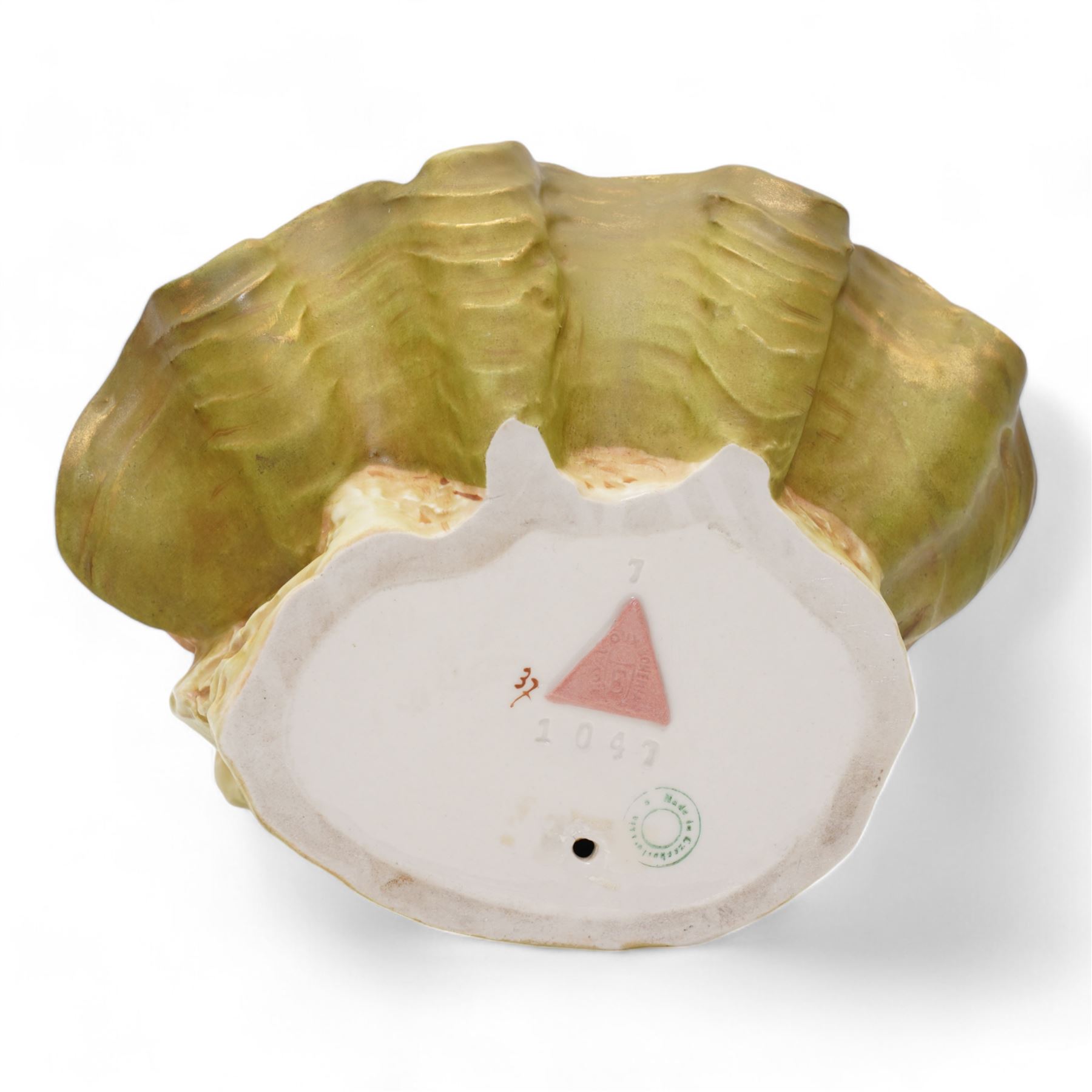 Royal Dux figure of a maiden collecting water above a shell bow, H25cm and another figural dish modelled as a maiden rising out of a shell, H24cm (2)