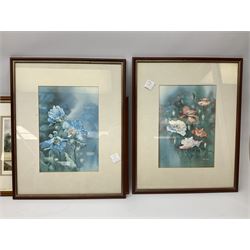 After Terry Harrison (20th century): Landscapes and Cricket, three colour prints signed in pencil together with four prints of flowers and one other max 45cm x 34cm (8)