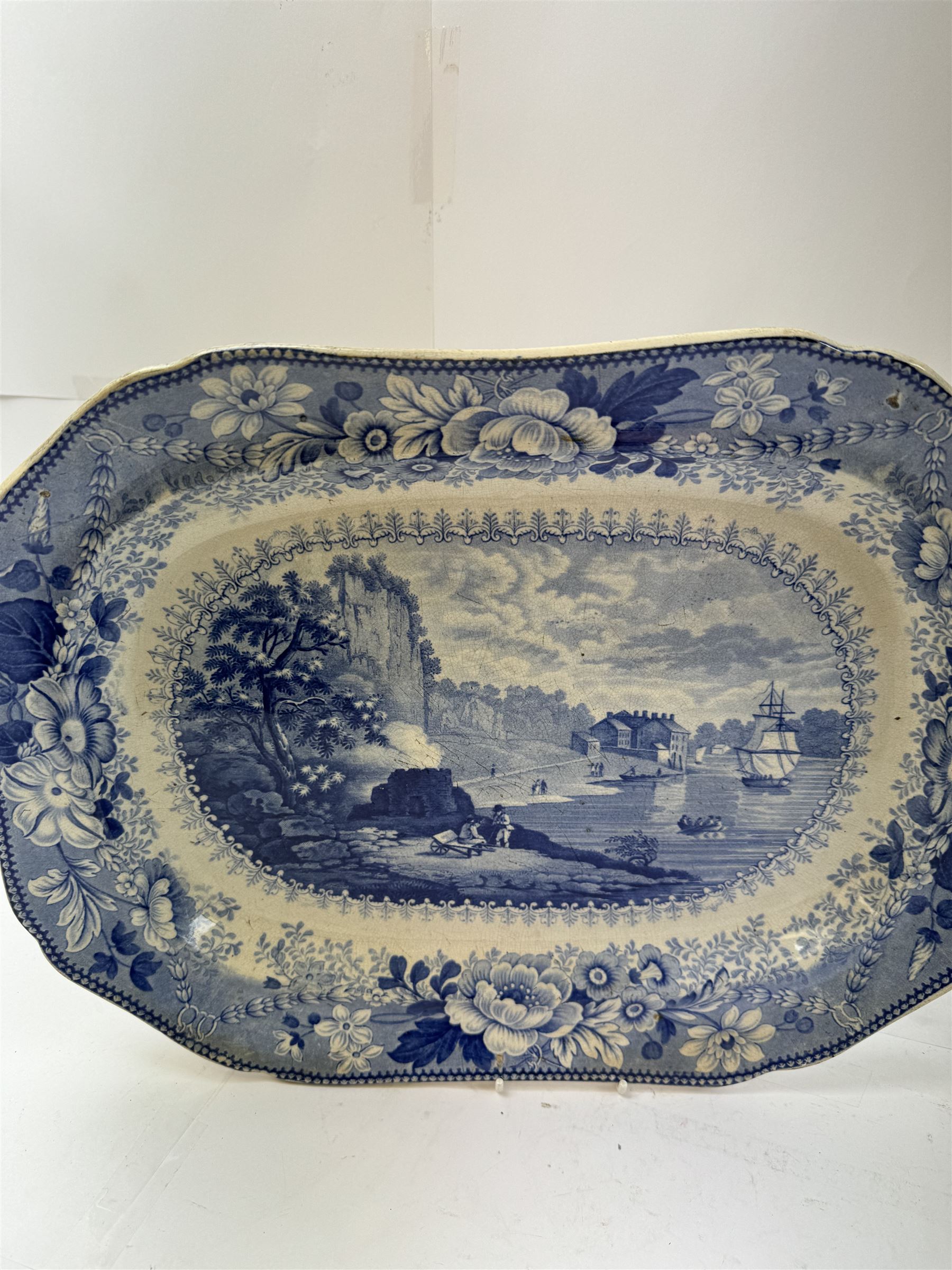 Pountney & Allies Bristol Views Series 'River Avon' meat plate together with Don Pottery meat platter 'Port of Alicata 