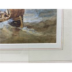 John Wilson Carmichael (British 1799-1868): Frigates off Portsmouth, watercolour signed l.r. 24cm x 48cm