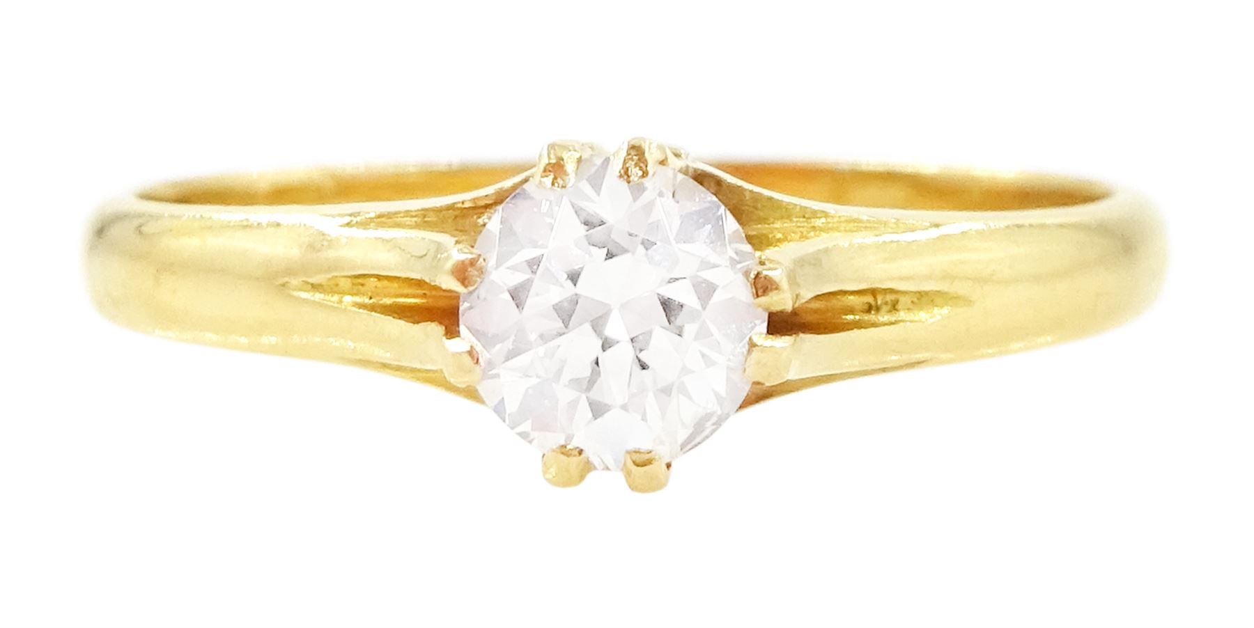21ct gold single stone, round brilliant cut diamond ring, diamond approx 0.45 carat 