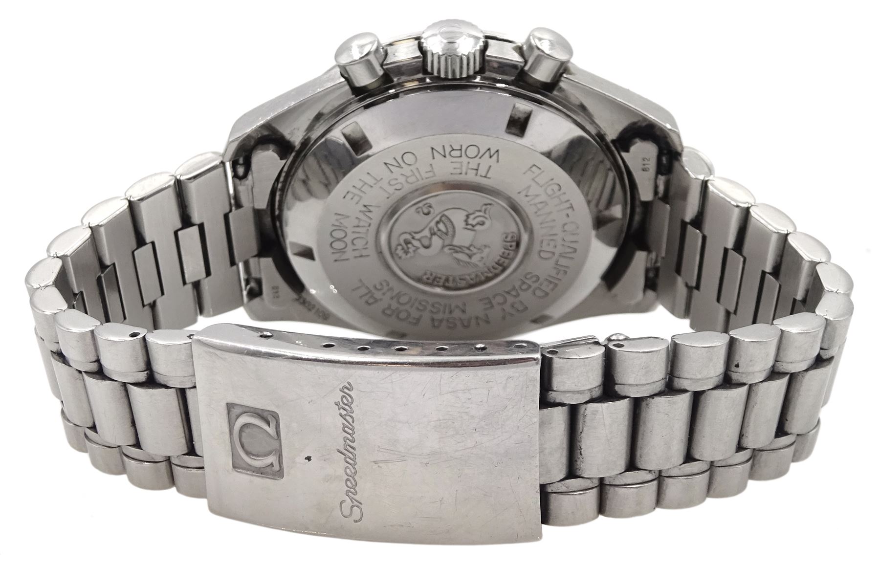 Omega Speedmaster 'Moon Watch' chronograph wristwatch, Ref. 3590.50.00, Cal. 861, serial No. 48302109, on original strap, boxed with papers, tag, warranty card dated '94 and additional links