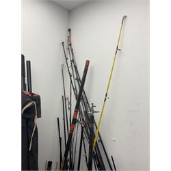 Large collection of part fishing rods and reels, maker's including Silstar, Dynabraid and Madfish, etc 