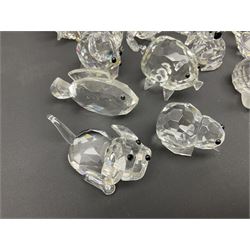Collection of Swarovski Crystal animals, to include hedgehogs, snails, birds, mice and snakes, etc