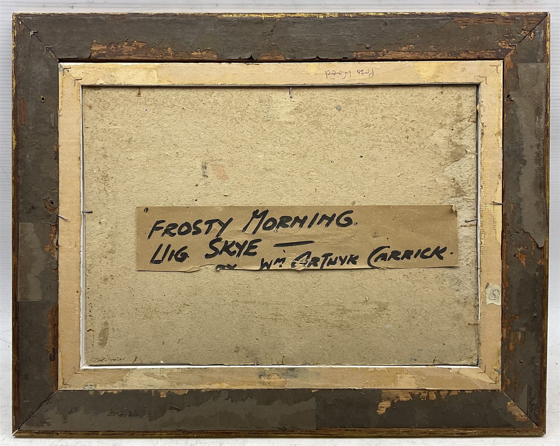 William Arthur Laurie Carrick (Scottish 1879-1964): 'Frosty Morning - Uig Skye', oil on canvas board signed, titled verso 24cm x 34cm