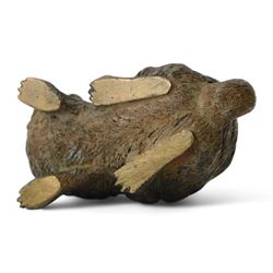 In the manner of Franz Bergman, seated hare, late 19th/early 20th century Austrian cold painted bronze, with indistinct impressed mark beneath, H8cm L9.5cm