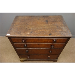  18th century oak chest, four graduating drawers, bracket feet, W97cm, H104cm, D60cm  