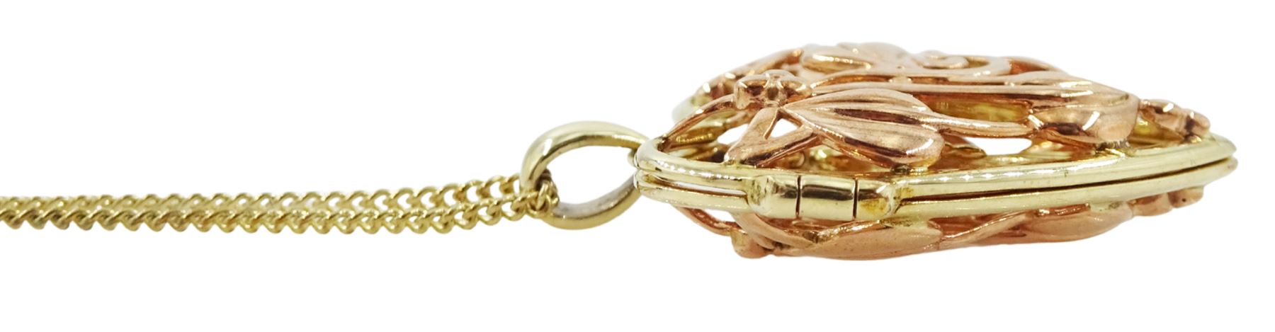 Clogau 9ct rose and yellow gold fairy open heart fairy locket pendant necklace, hallmarked, boxed