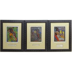 Edward Harris Wolfe (South African 1897-1981): 'Song of Songs', set of 12 limited edition offset lithographs on aluminium lined paper in four colours, each signed and numbered 228/250 in pencil on the mount 36cm x 26cm (image size) framed with original text 