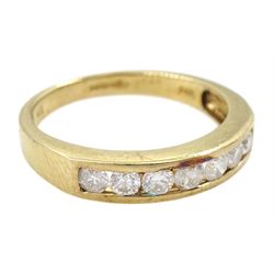9ct gold round brilliant cut diamond seven stone channel set stone ring, hallmarked, total diamond weight 0.50 carat