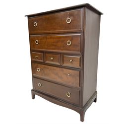 Stag Minstrel - mahogany straight-front chest, fitted with three short between four long drawers 