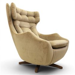 Parker Knoll - 'Blofeld' type model 1028 Statesman swivel chair, upholstered in grey velve...